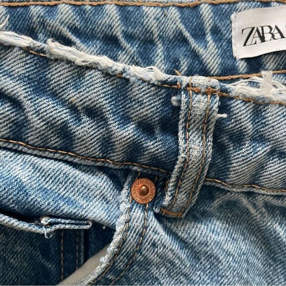 Zara High Wasted, Mom Fit Stone Wash Denim - Picture 7 of 8